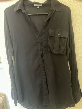 James Perse Black long-sleeve women’s button-down shirt. Size 2 (small)